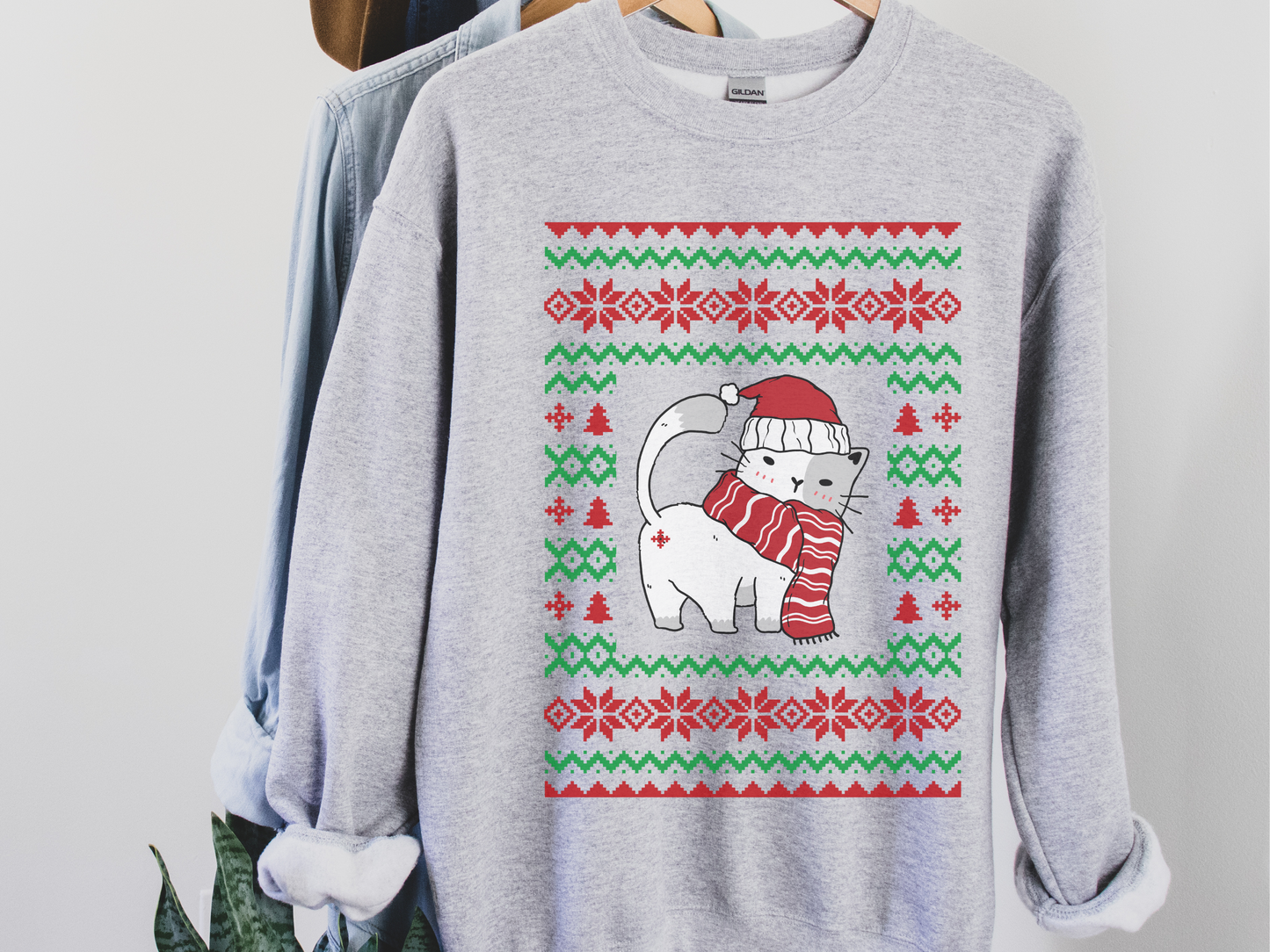 Ugly Christmas Sweater Cat Butt Unisex Sweatshirt