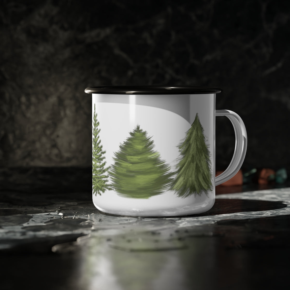 5 Pines Minimalist Tree Outdoorsy Enamel Camp Mug