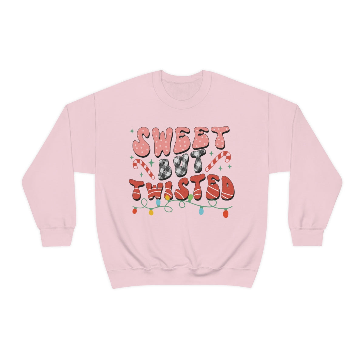 Sweet But Twisted Retro Candy Cane and Buffalo Plaid Christmas Sweatshirt