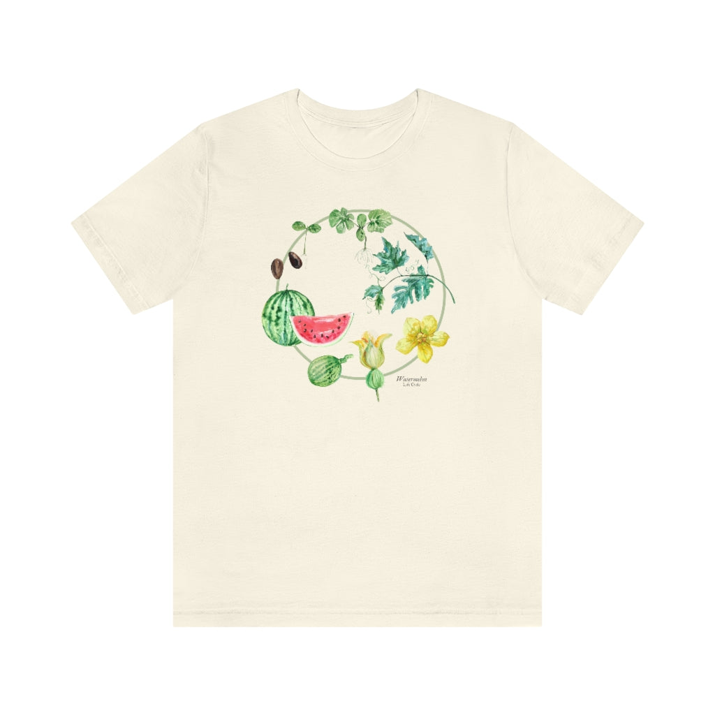 Watermelon Life Cycle Botanical Fruit Shirt, Cottagecore, Unisex Jersey Short Sleeve Tee