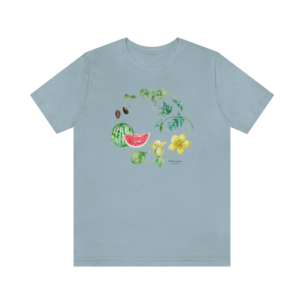 Watermelon Life Cycle Botanical Fruit Shirt, Cottagecore, Unisex Jersey Short Sleeve Tee