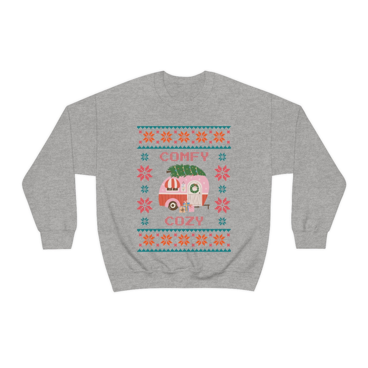 Comfy Cozy Retro Camper Ugly Christmas Sweater Sweatshirt