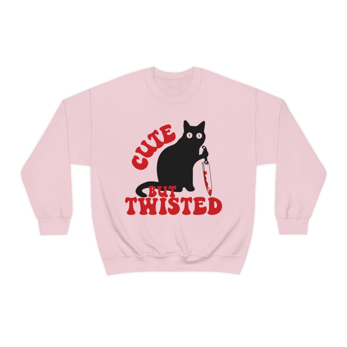 Cute but Twisted True Crime Junkie Cat with Knife Retro Sweatshirt