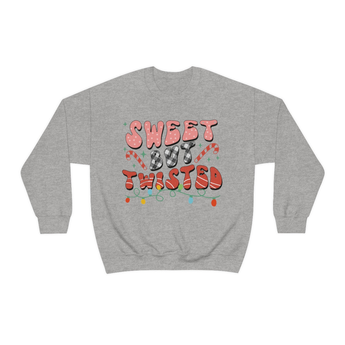 Sweet But Twisted Retro Candy Cane and Buffalo Plaid Christmas Sweatshirt