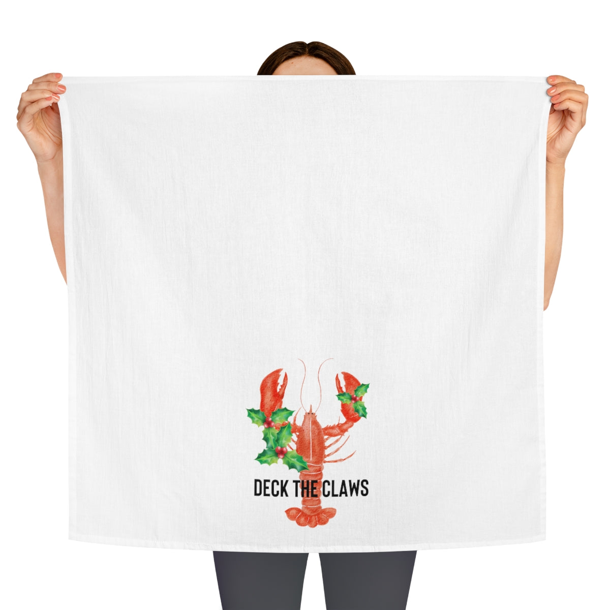 Deck The Claws Lobster Holiday Tea Towel