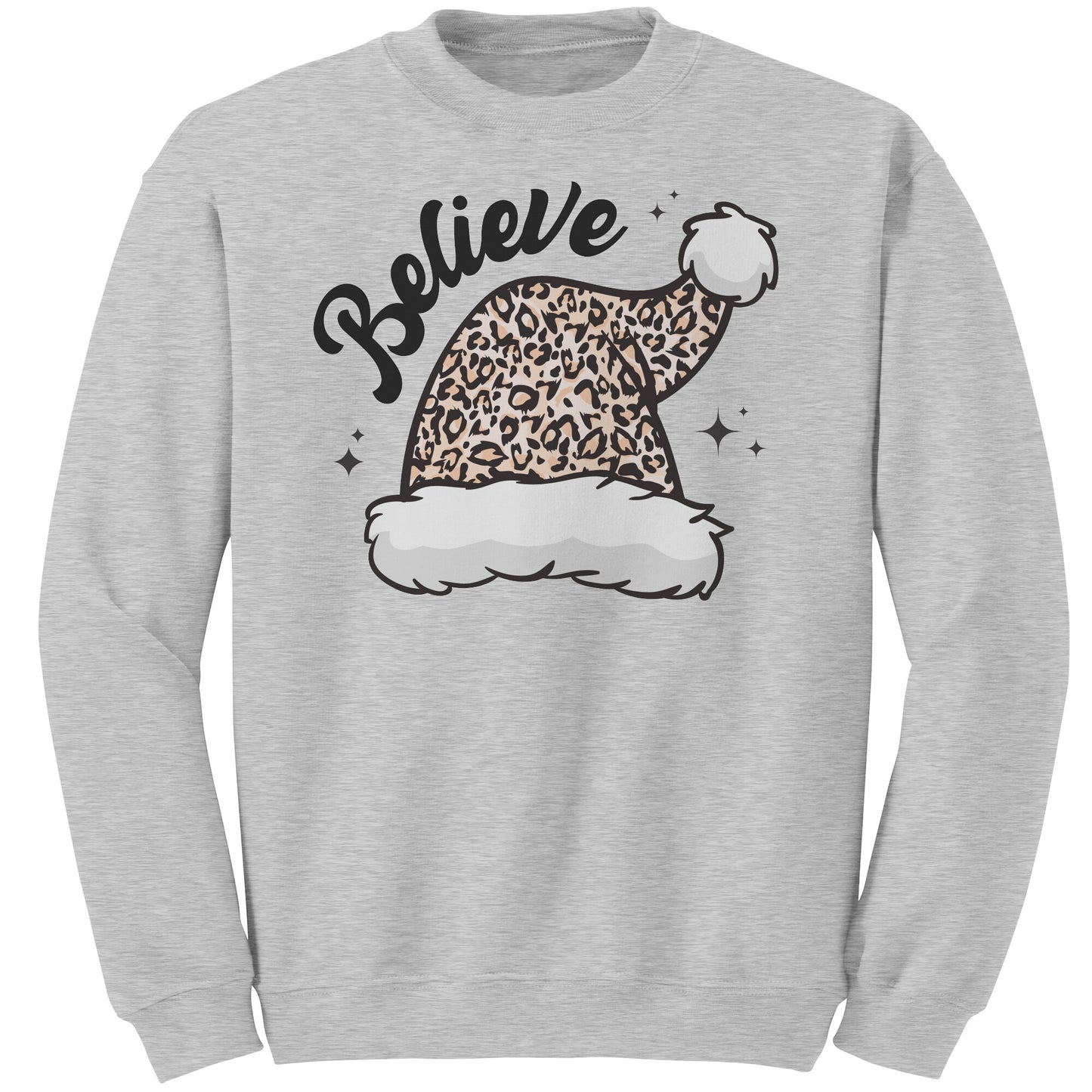 Believe Leopard Santa Hat Sweatshirt