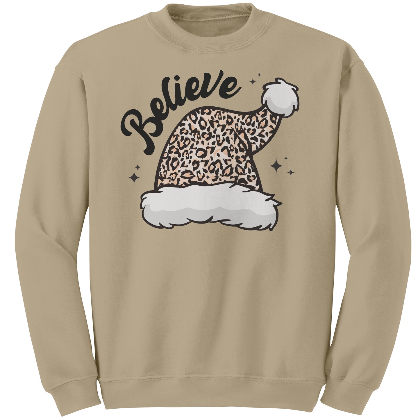 Believe Leopard Santa Hat Sweatshirt