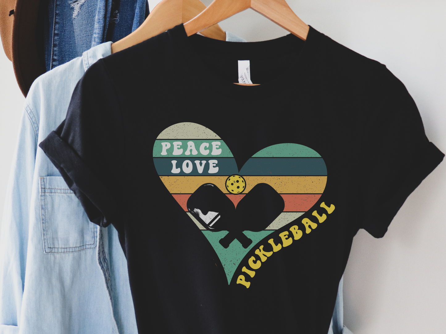 Peace Love Pickleball Retro Sunset Shirt