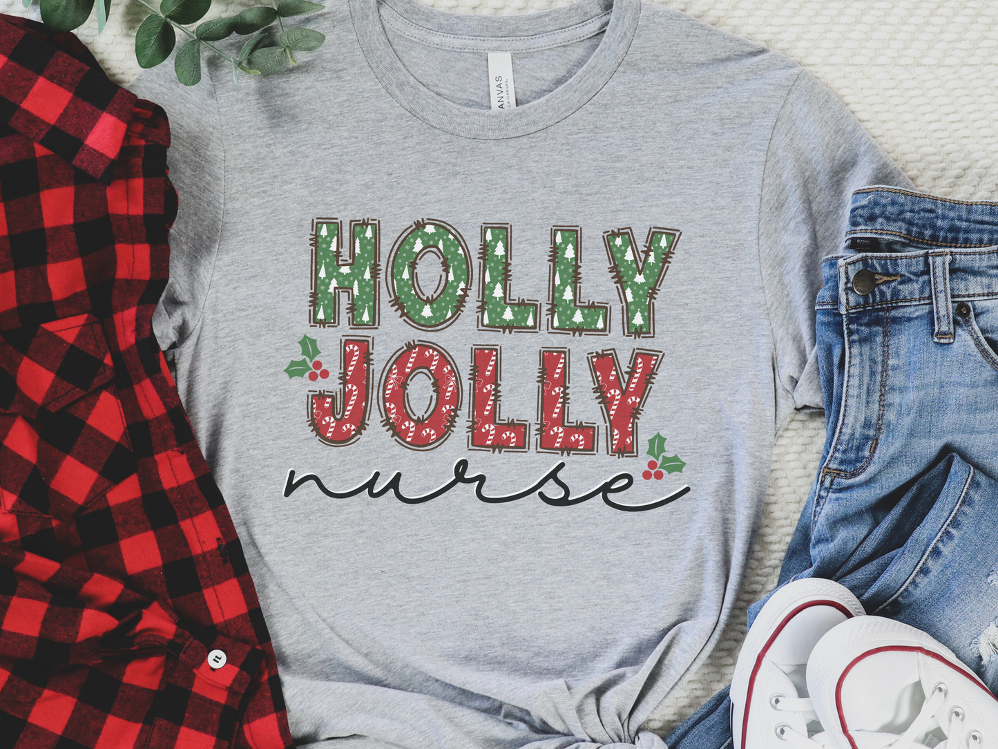 Holly Jolly Nurse Christmas Shirt