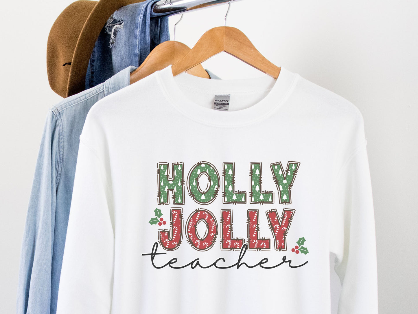 Holly Jolly Teacher Christmas Sweatshirt