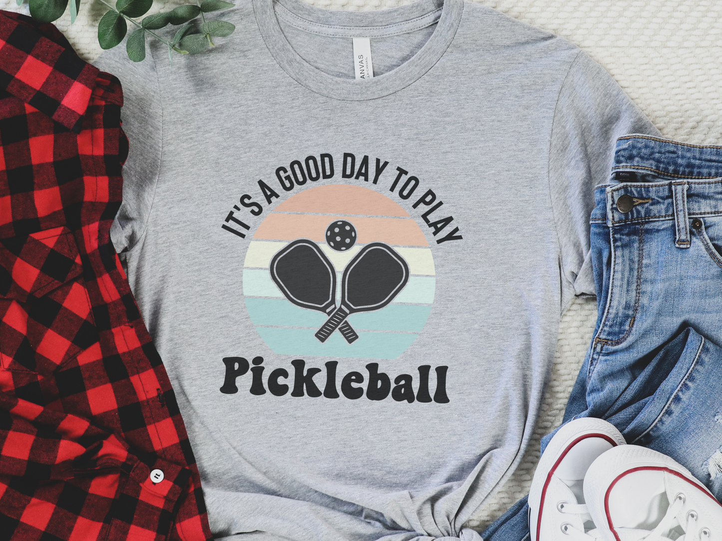 It's A Good Day To Play Pickleball Retro Sunset Shirt