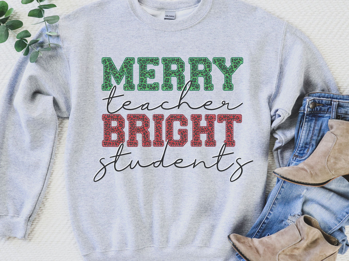 Merry Teacher Bright Students Teacher Christmas Sweatshirt