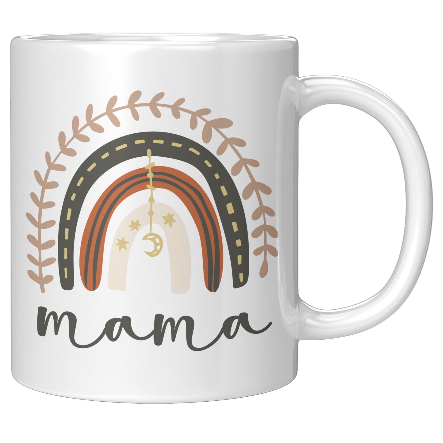 Boho Celestial Rainbow Mama 11oz White Mug