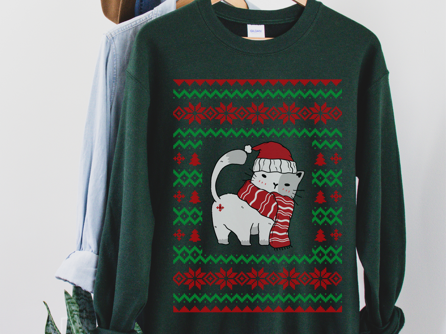 Ugly Christmas Sweater Cat Butt Unisex Sweatshirt