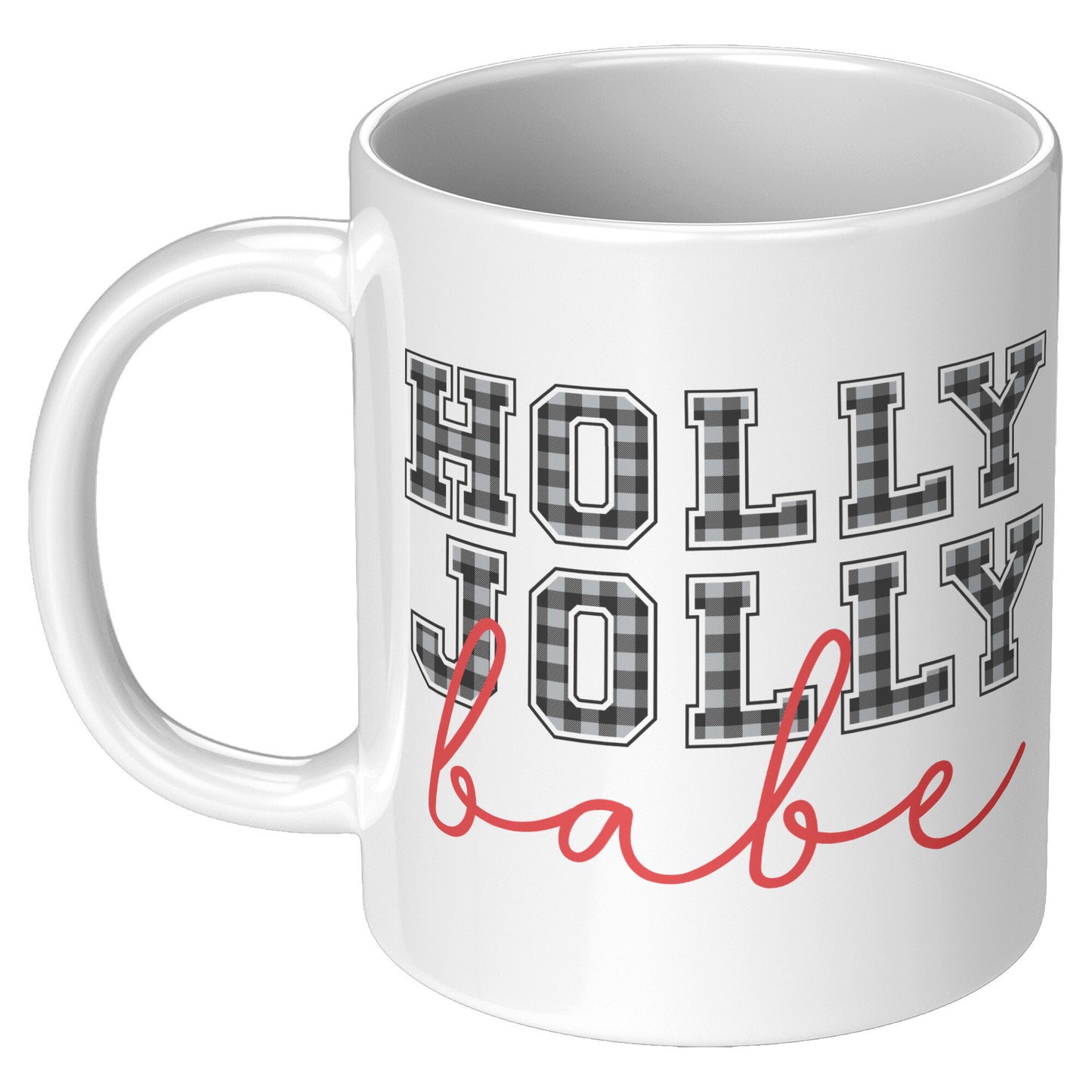 Holly Jolly Babe Buffalo Plaid Christmas Mug