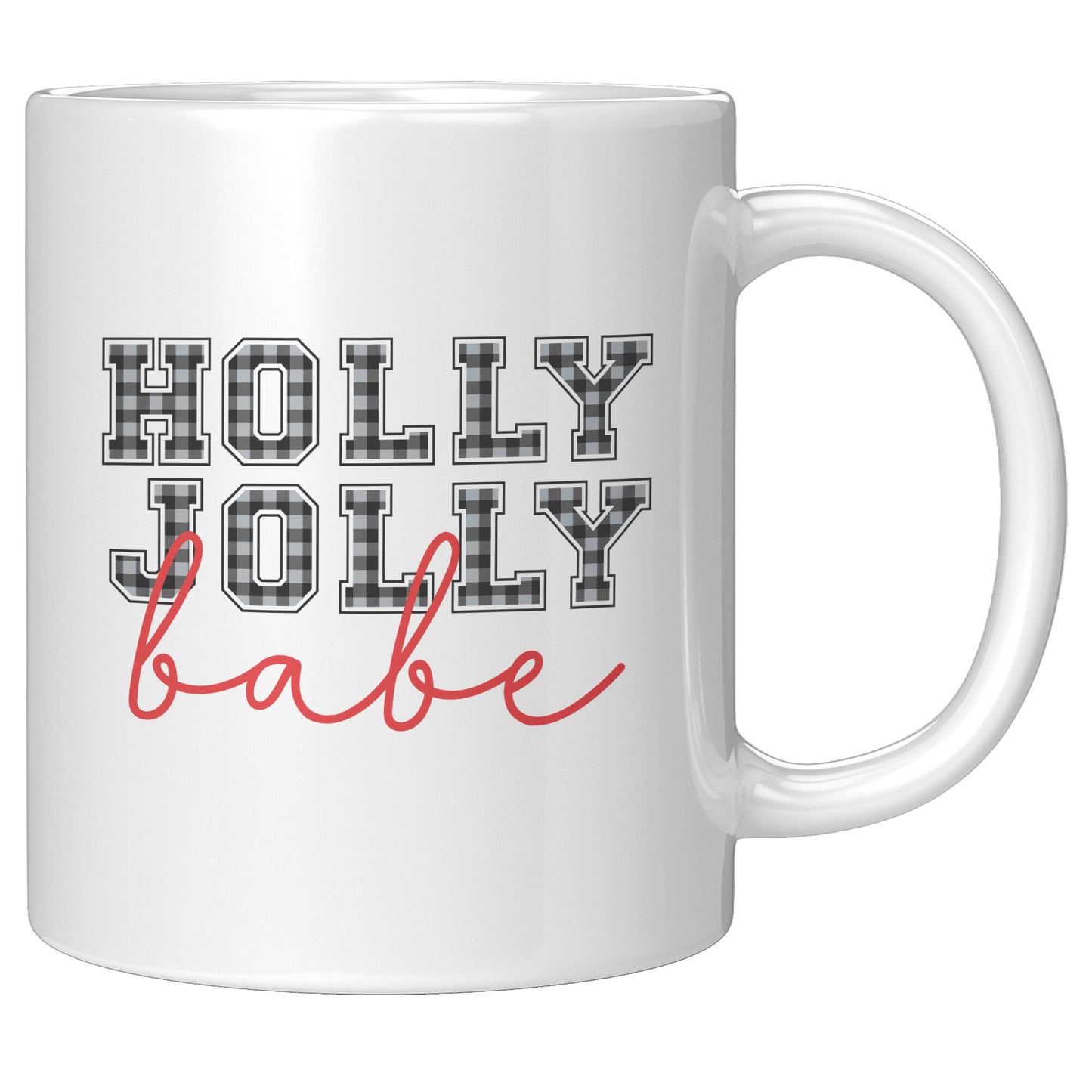 Holly Jolly Babe Buffalo Plaid Holiday Mug