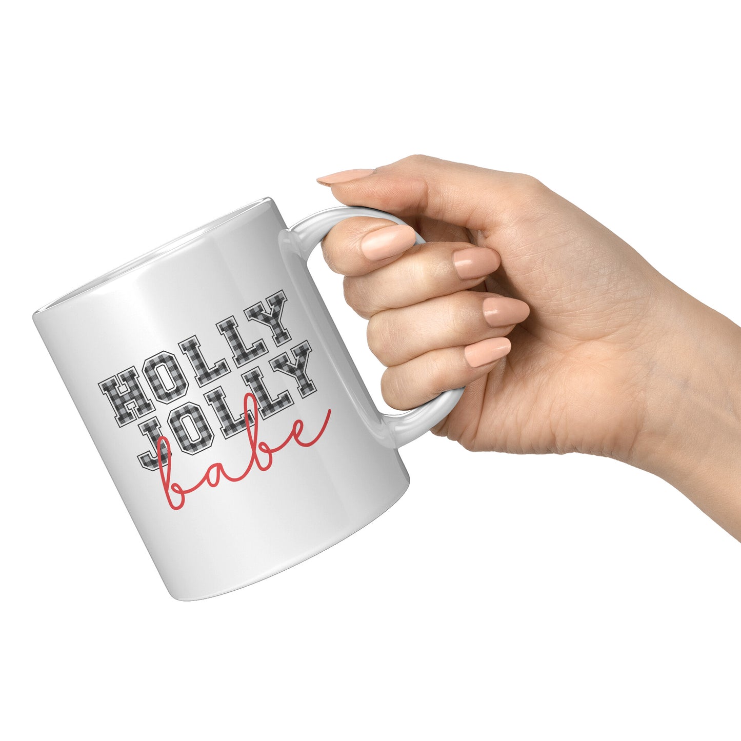 Holly Jolly Babe Buffalo Plaid Holiday Mug