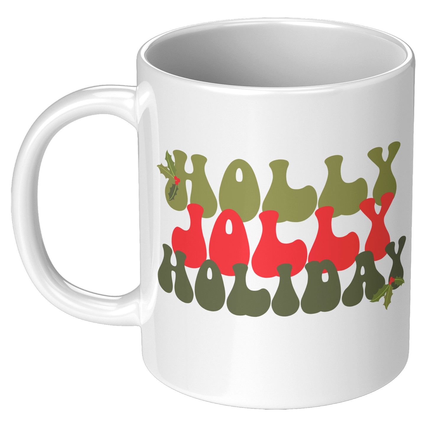 Holly Jolly Holiday Retro Christmas Mug