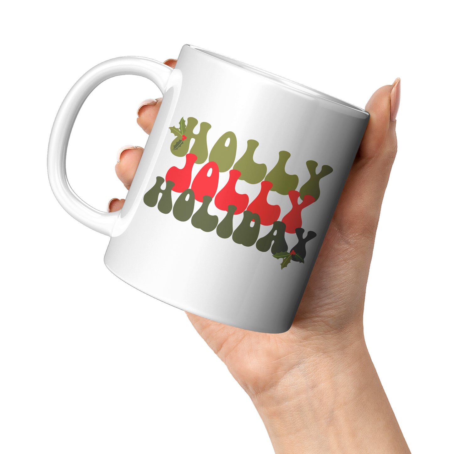 Holly Jolly Holiday Retro Christmas Mug