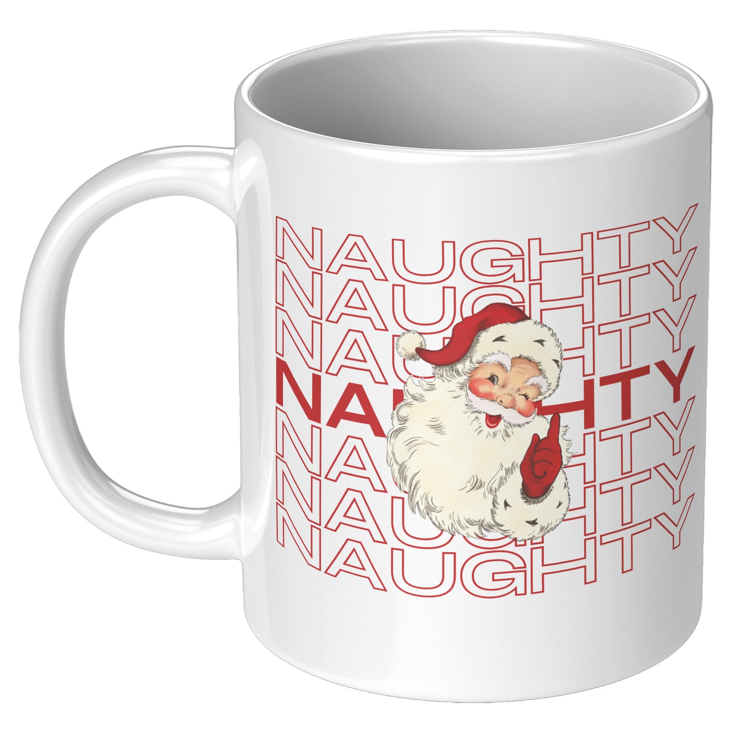 Naughty Nice Naughty Retro Santa Christmas Mug