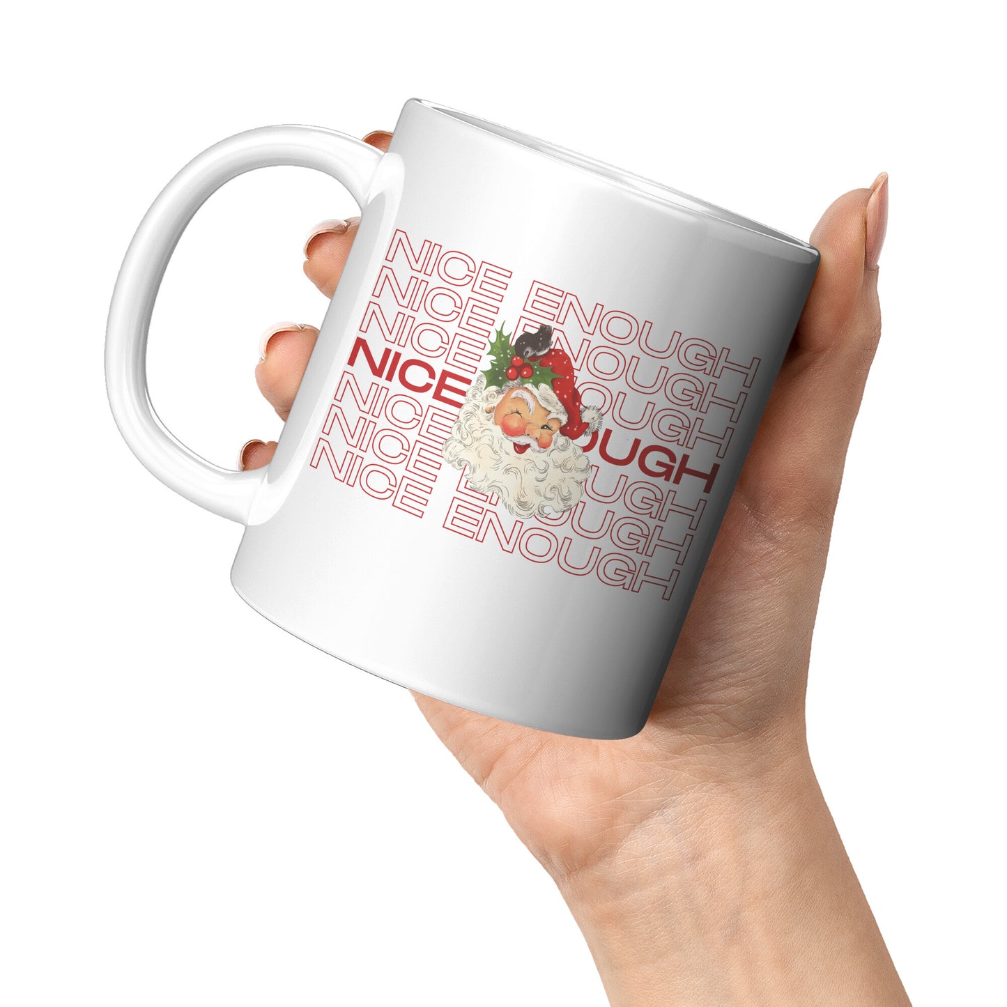 Nice Naughty Nice Enough Retro Santa Christmas Mug