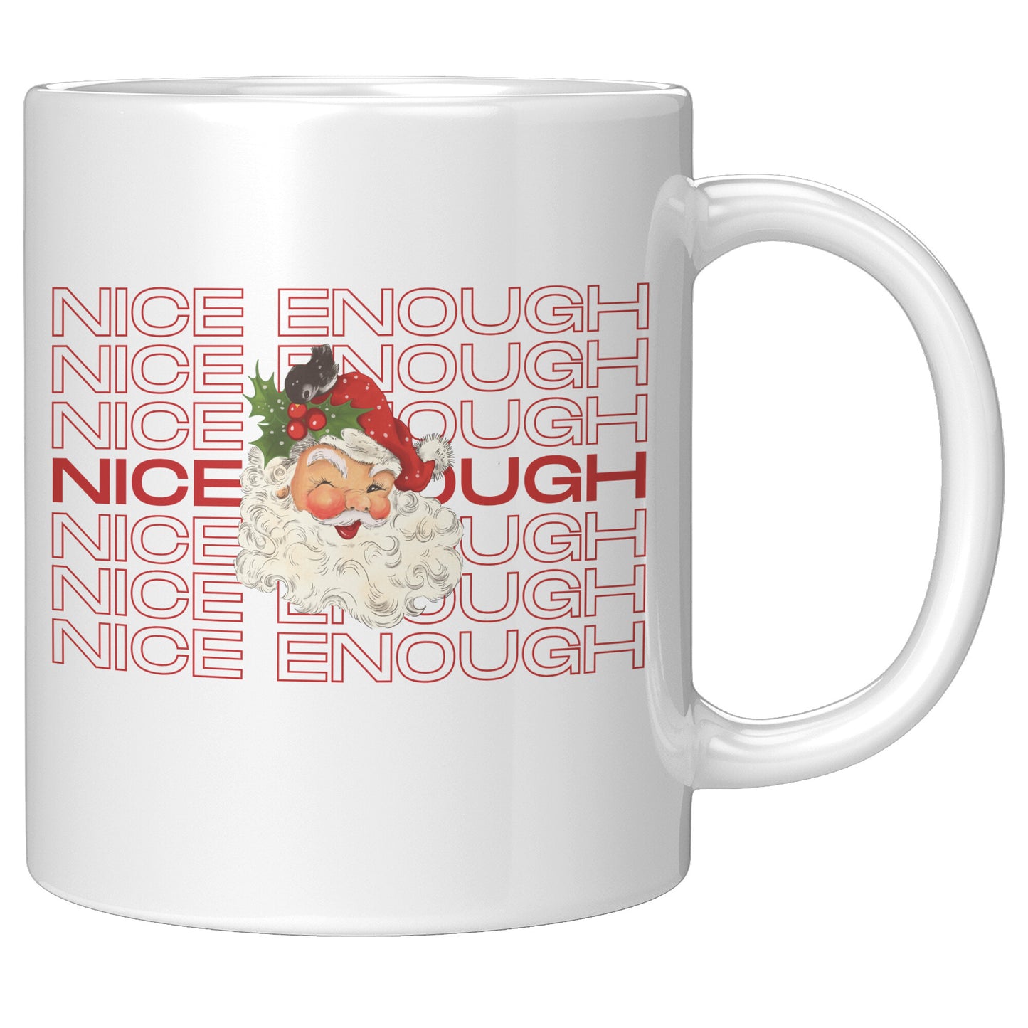 Nice Naughty Nice Enough Retro Santa Christmas Mug