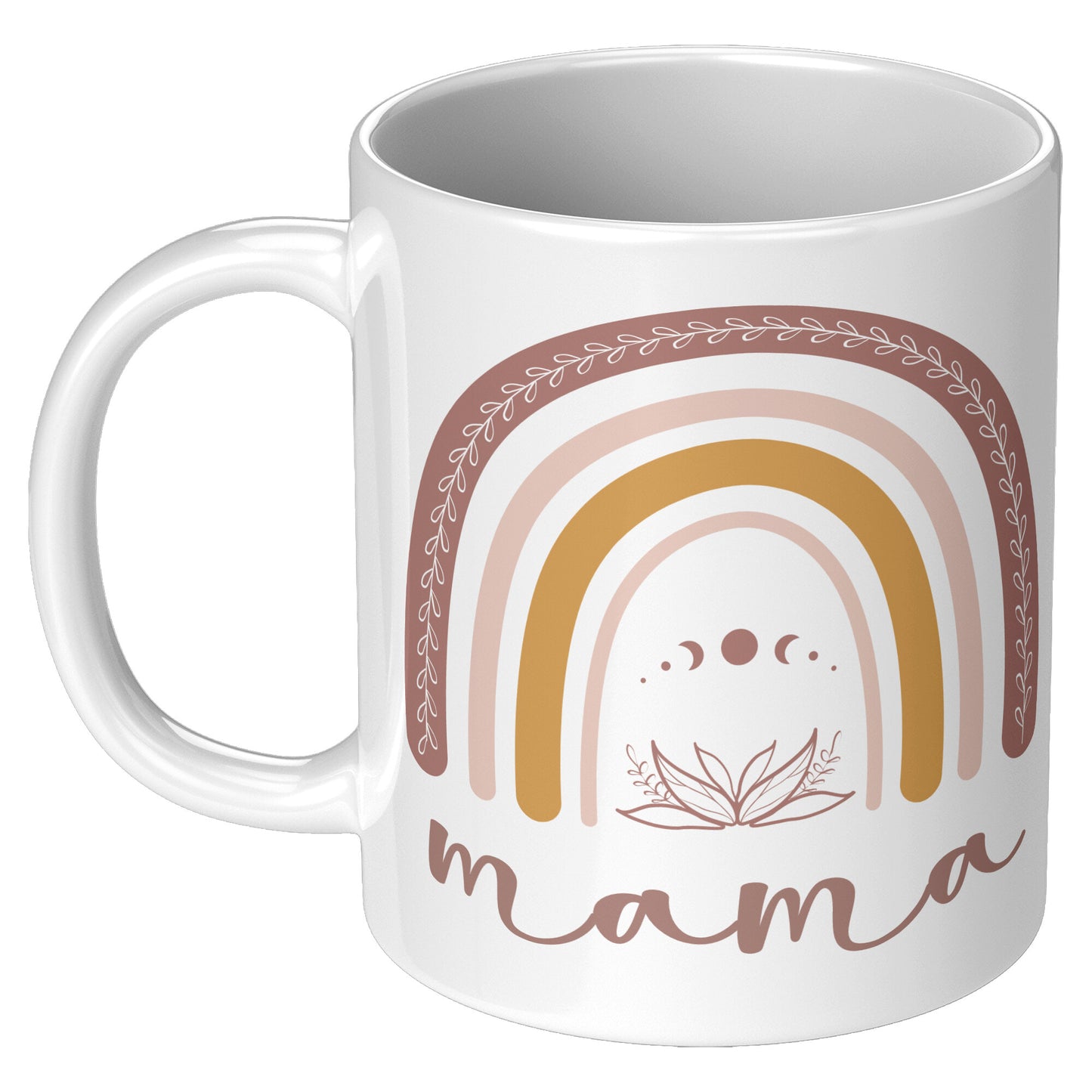 Pastel Rainbow Celestial Lotus Mama 11oz White Mug
