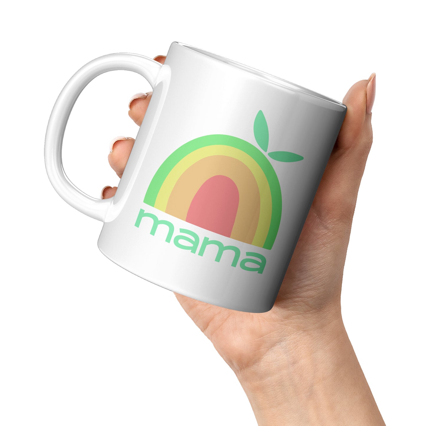 Pastel Rainbow Fruit Mama 11oz White Mug
