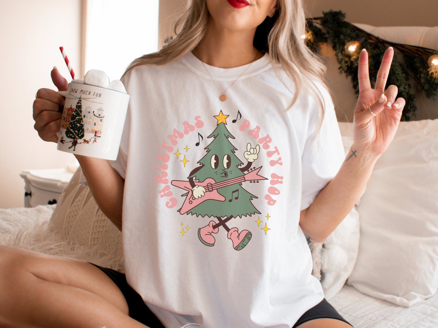 Christmas Party Hop Rockin Tree Comfort Colors Retro Christmas Shirt
