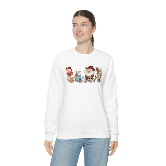 Christmas Coffee Sweatshirt Retro Western Santa