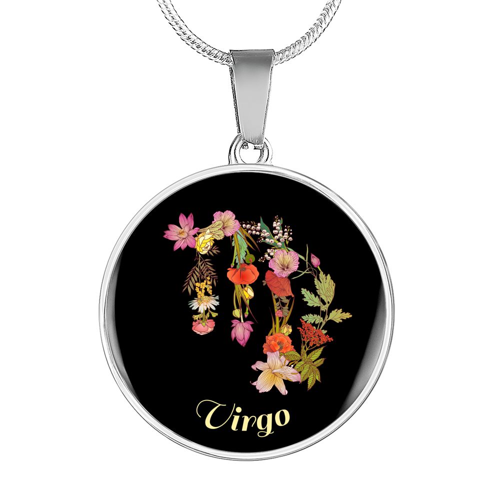 Zodiac Necklace, Virgo Sign Floral Bouquet Pendant