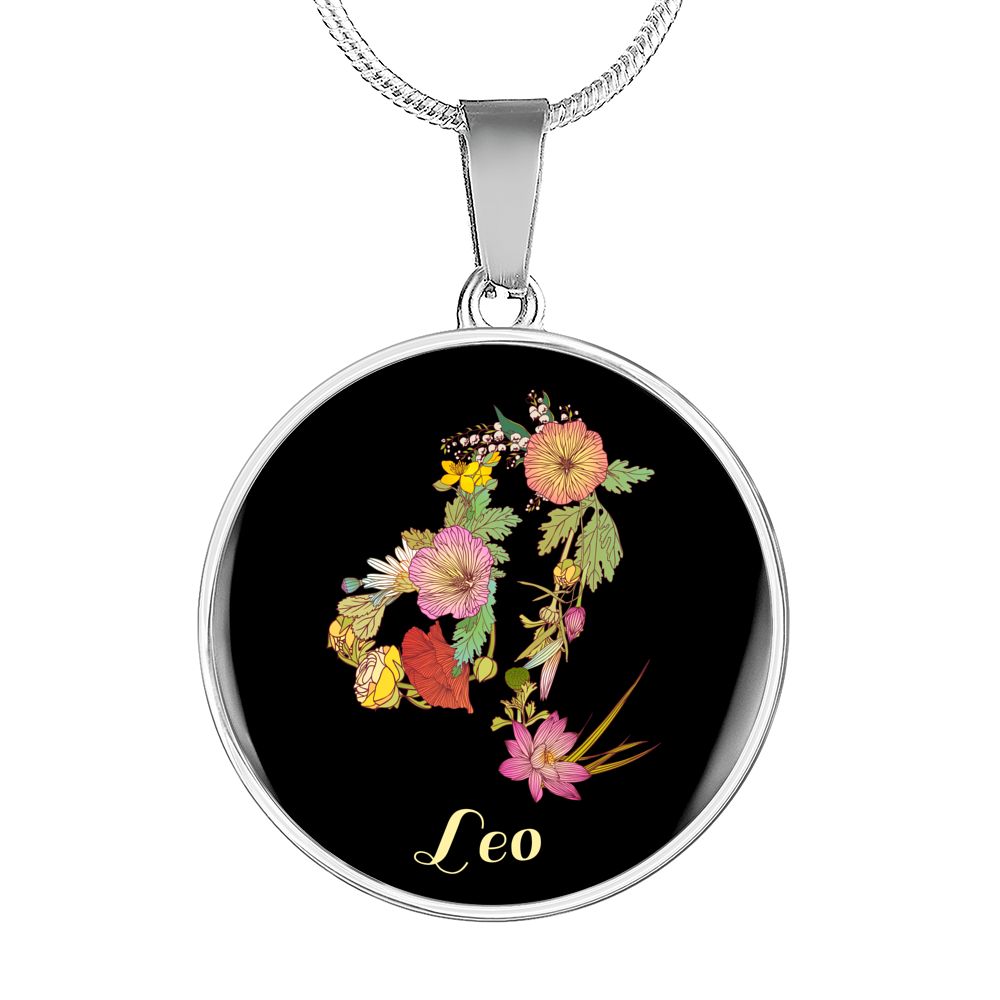 Zodiac Necklace, Leo Sign Floral Bouquet Pendant