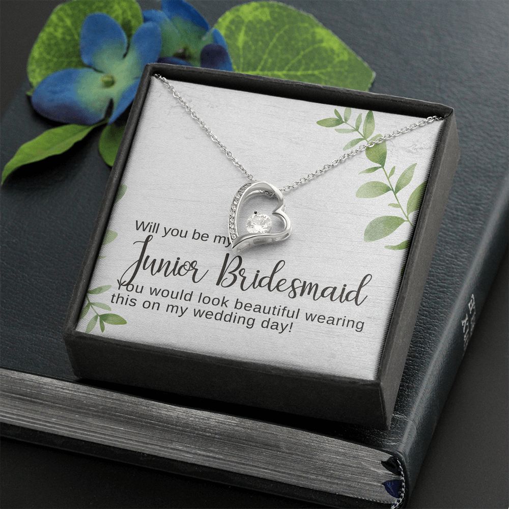 Junior Bridesmaid Proposal Necklace, Bridal Jewelry, Forever Love Pendant