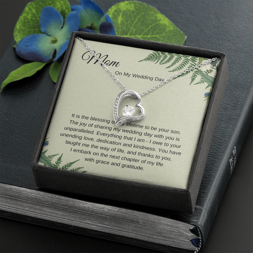Gift for Mom On My Wedding Day, Heart Pendant Necklace