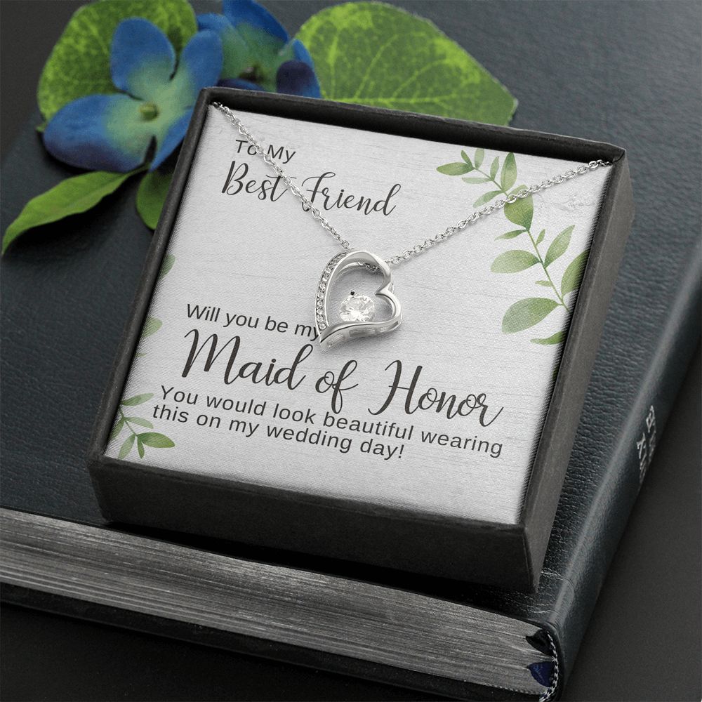 Best Friend Maid of Honor Proposal Necklace, Bridal Jewelry, Forever Love Pendant- Maid of Honor Proposal Box, Be My Maid of Honor, Maid of Honor Gift, Made of Honor Card, Maid of Honor Box, Bridesmaid Gift, Bridal Party Gift