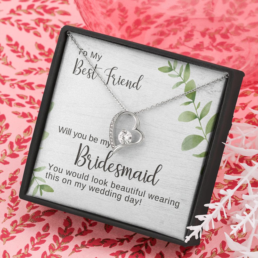 Best Friend Bridesmaid Proposal Necklace, Bridal Jewelry, Forever Love Pendant