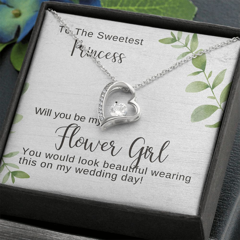 Flower Girl Proposal Necklace, Bridal Jewelry, Forever Love Pendant