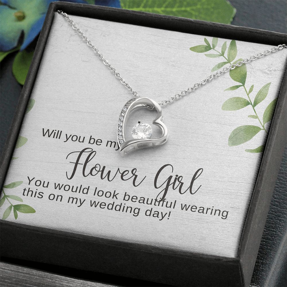 Flower Girl Proposal Necklace, Bridal Jewelry, Forever Love Pendant