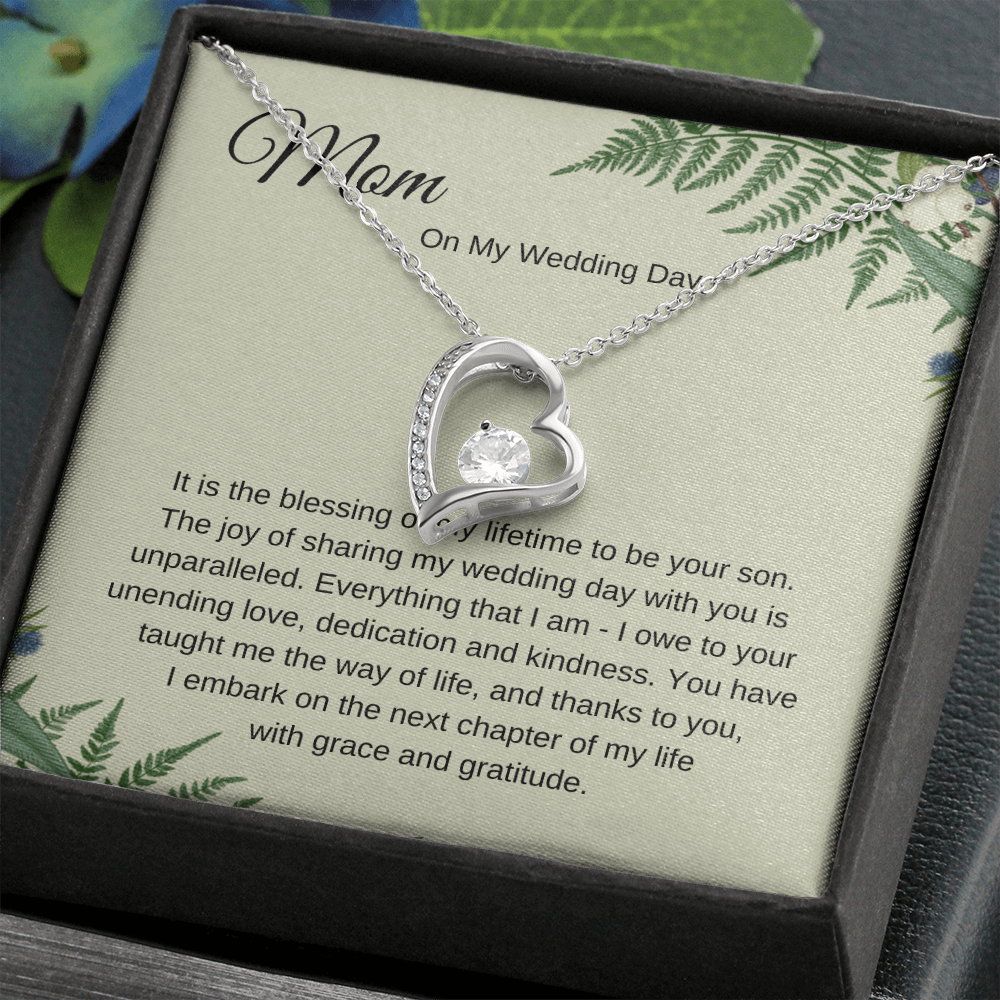 Gift for Mom On My Wedding Day, Heart Pendant Necklace
