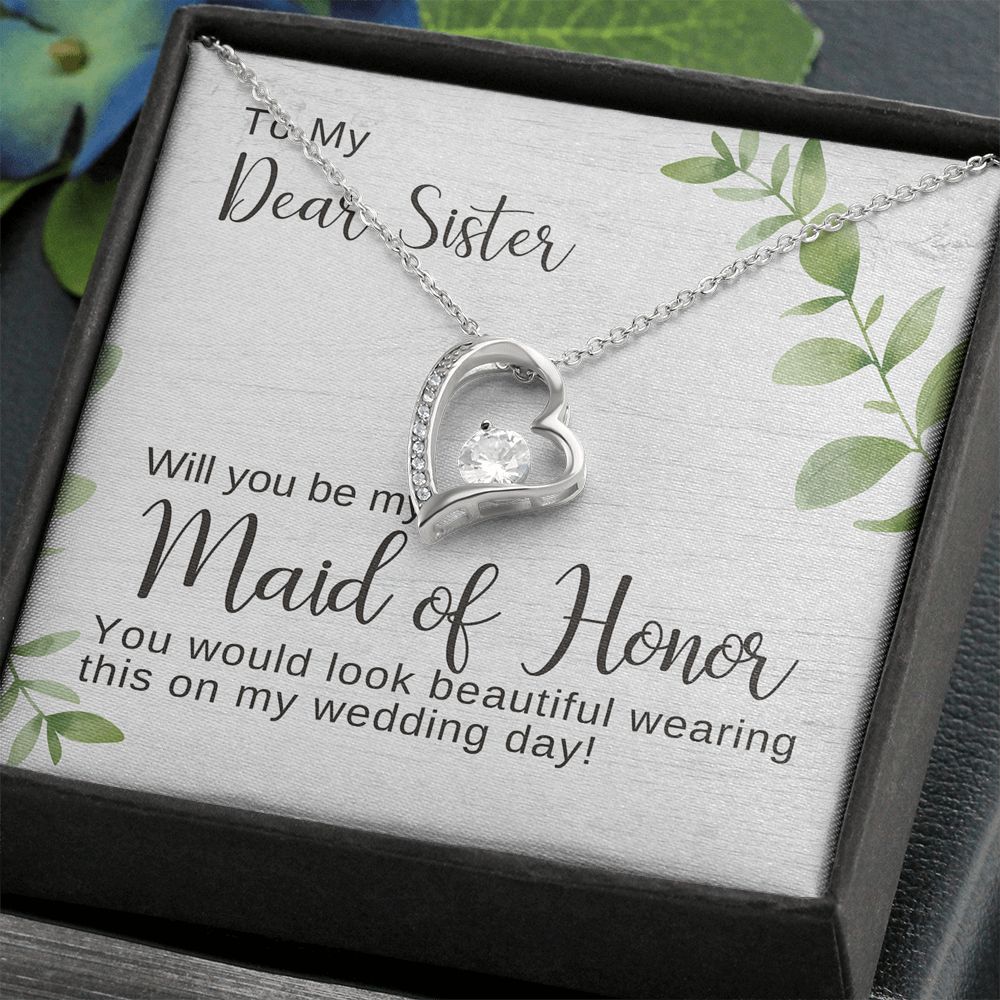 Sister Maid of Honor Proposal Necklace, Forever Love Pendant