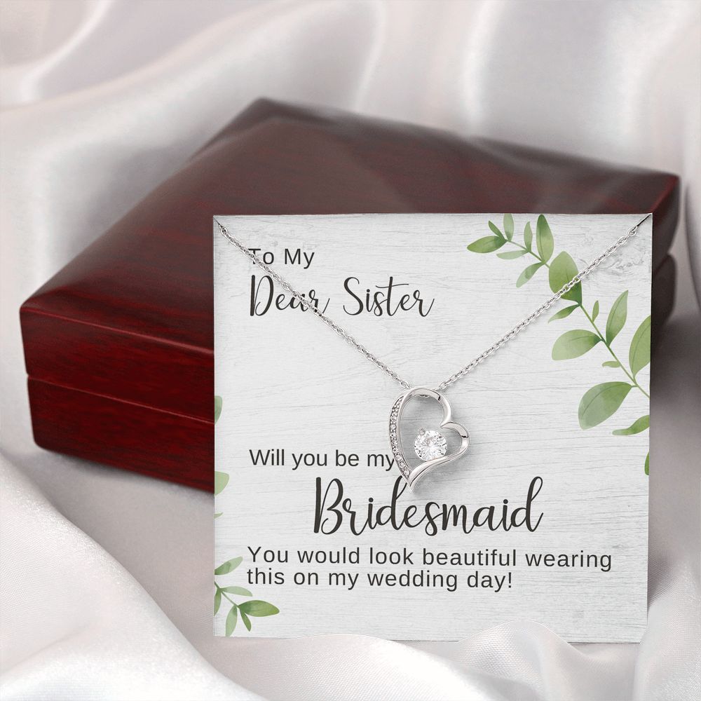 Sister Bridesmaid Proposal Necklace, Bridal Jewelry, Forever Love Pendant