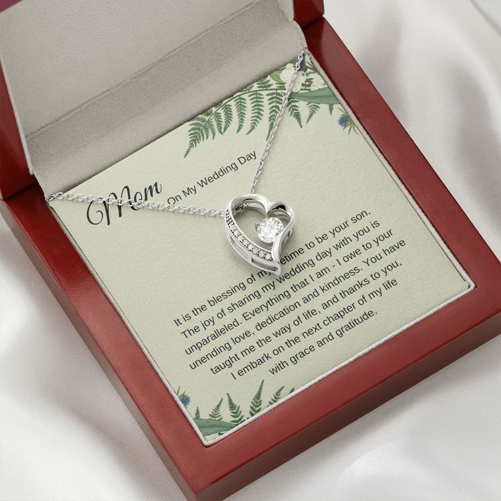 Gift for Mom On My Wedding Day, Heart Pendant Necklace