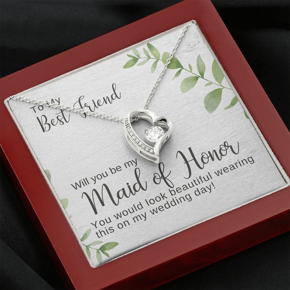 Best Friend Maid of Honor Proposal Necklace, Bridal Jewelry, Forever Love Pendant- Maid of Honor Proposal Box, Be My Maid of Honor, Maid of Honor Gift, Made of Honor Card, Maid of Honor Box, Bridesmaid Gift, Bridal Party Gift