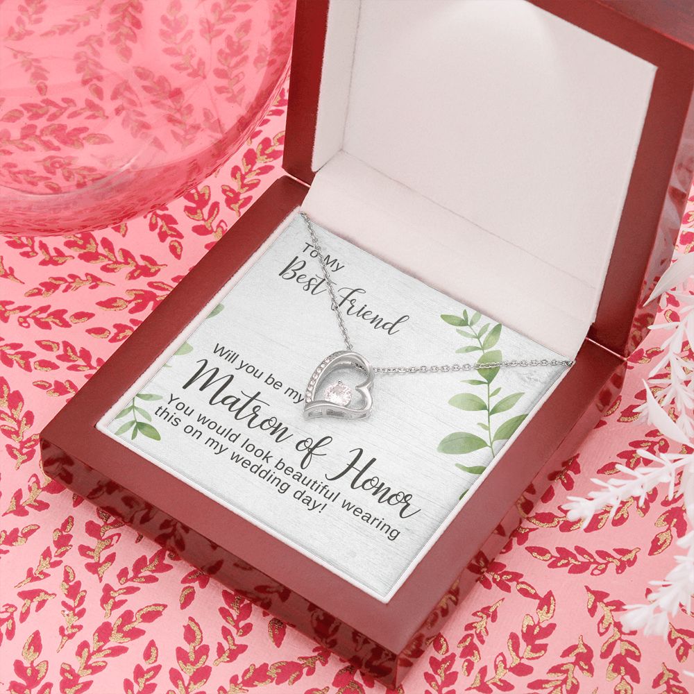 Best Friend Matron of Honor Proposal Necklace, Forever Love Pendant