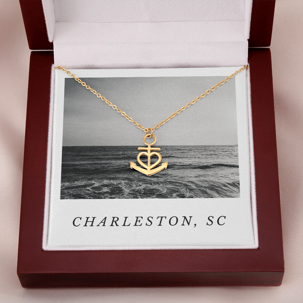 Charleston SC Gift for Her, Anchor Pendant Necklace