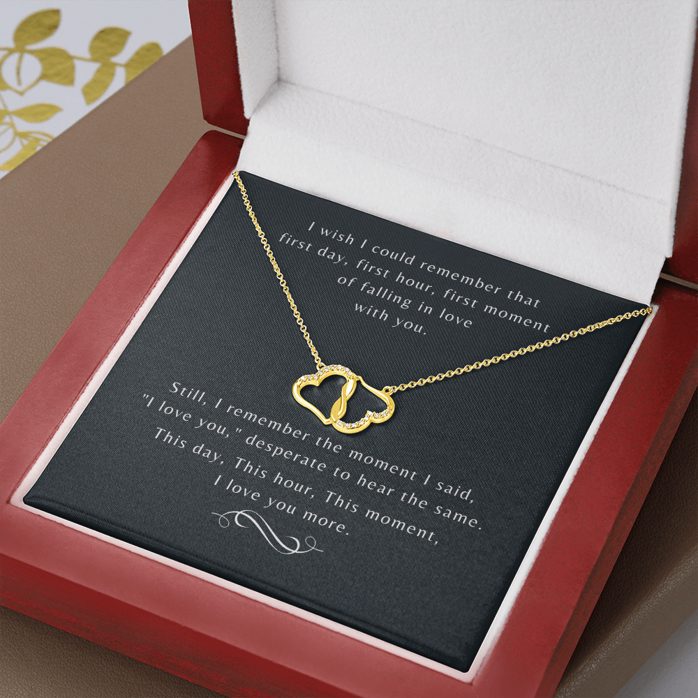 The Moment I Said "I Love You" - Solid Gold Hearts Pendant Necklace & 18 Single Cut Diamonds