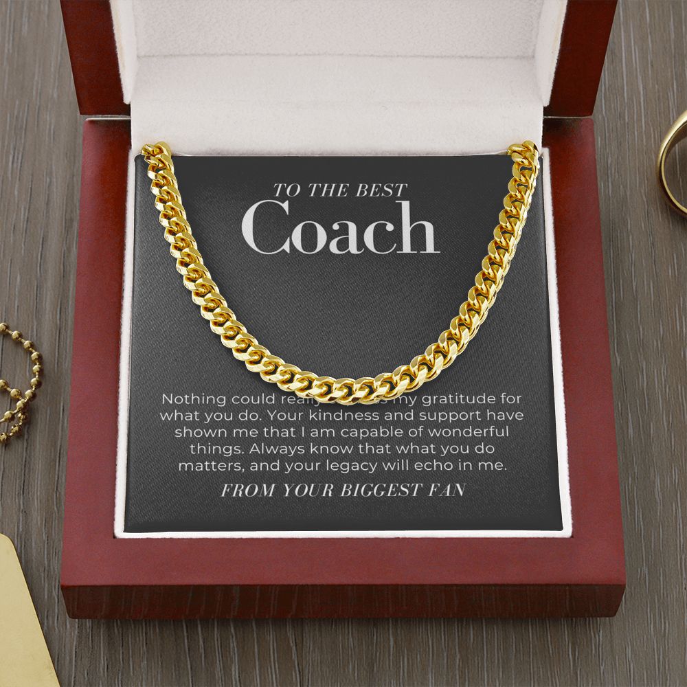 To the Best Coach, Men's Cuban Necklace