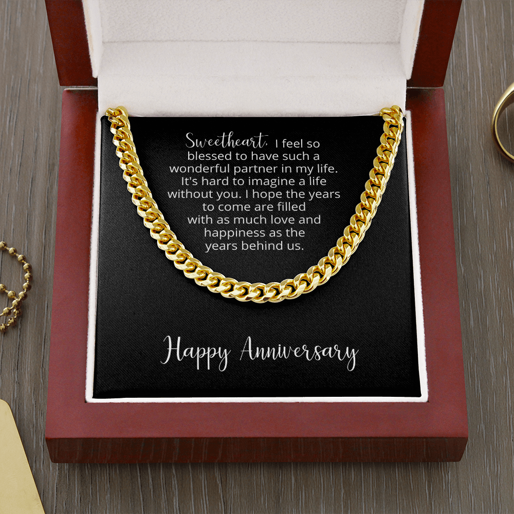 Anniversary Gift for Sweetheart, Cuban Link Chain Necklace