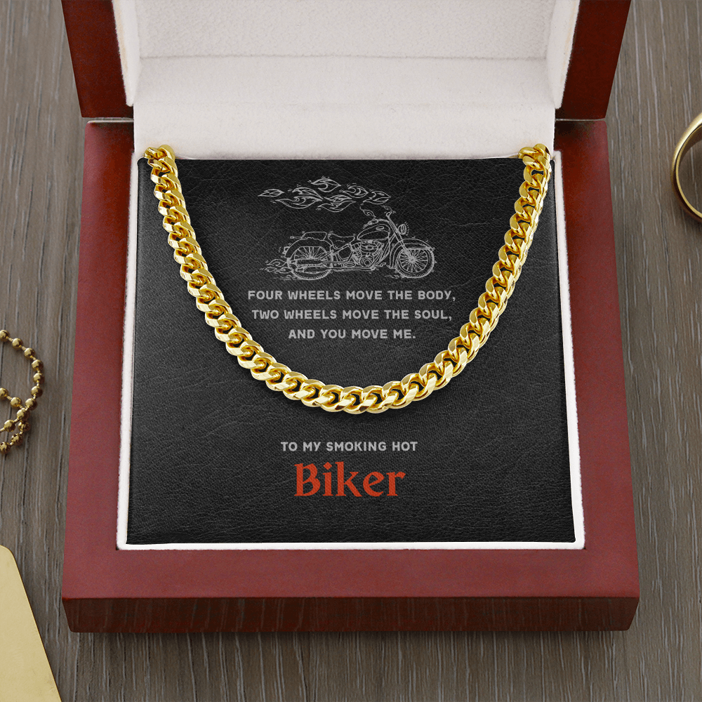 Biker Jewelry Gift, Cuban Link Chain Necklace