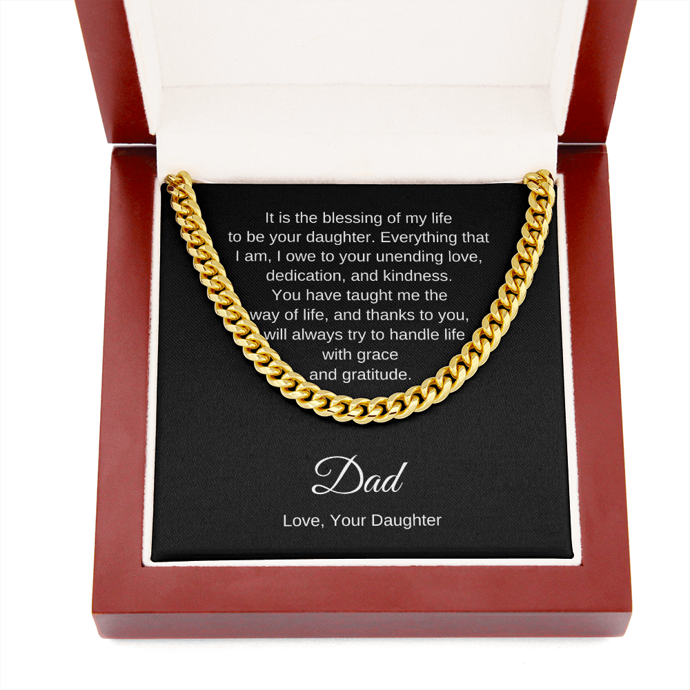 Gift for Dad from Daughter, Cuban Link Chain Necklace